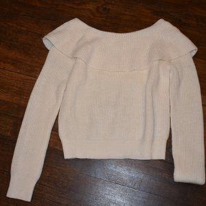 White Off the Shoulder Sweater